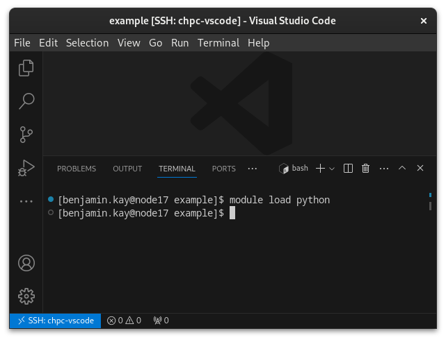 Screenshot of VS Code